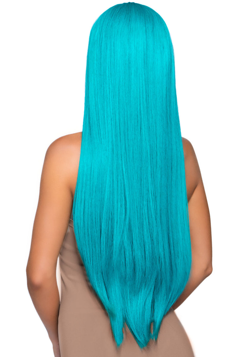 33 Inch Long Straight Center Part Wig - Turquoise Leg Avenue