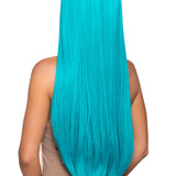 33 Inch Long Straight Center Part Wig - Turquoise Leg Avenue