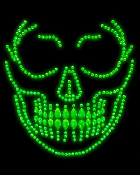 Glow in the Dark Skull Face Jewels Sticker Leg Avenue