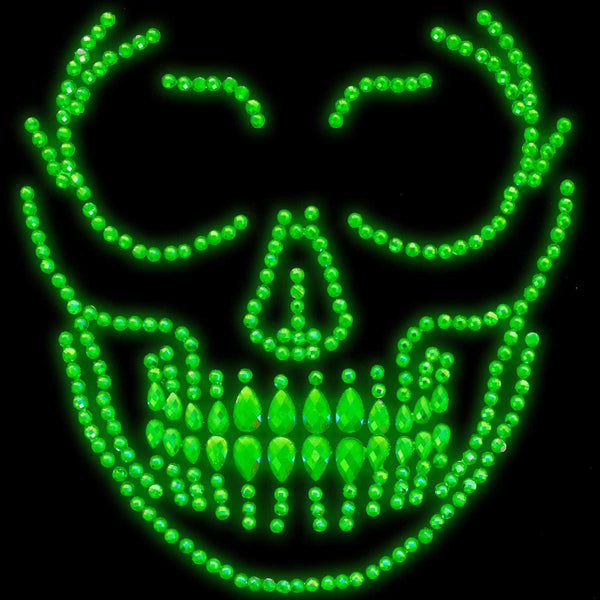 Glow in the Dark Skull Face Jewels Sticker Leg Avenue