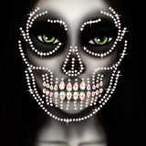 Glow in the Dark Skull Face Jewels Sticker Leg Avenue