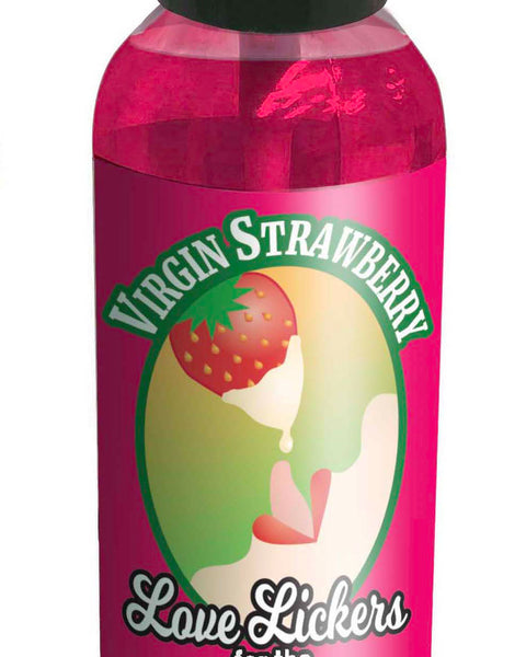 Love Lickers Massage Oil - Virgin Strawberry - 1.76 Fl. Oz. Little Genie