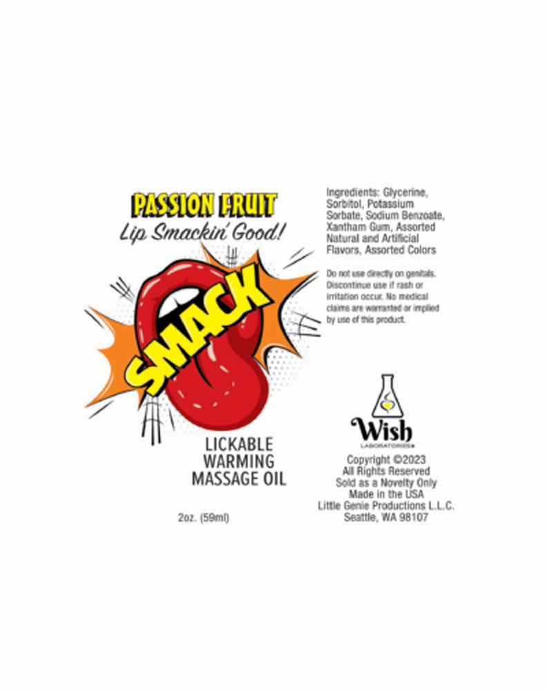 Smack Warming and Lickable Massage Oil - Passion  Fruit 2 Oz Little Genie