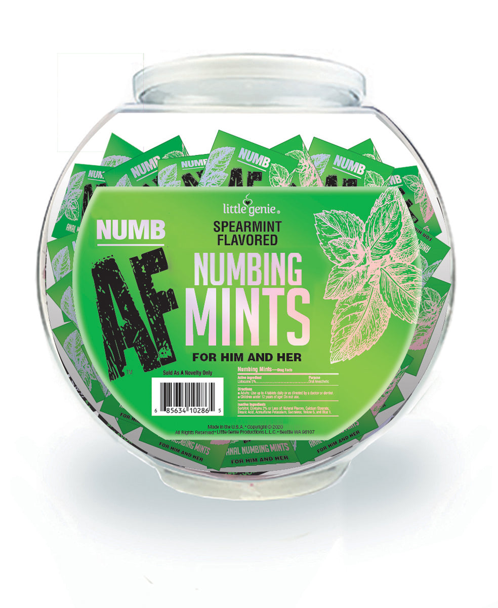 Numb Af - Spearmint Flavored Numbing Mints -  Display - 100 Pcs Little Genie