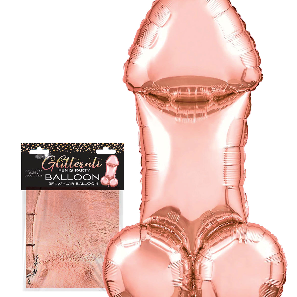 Glitterati Penis Party Balloon - Rose Gold Little Genie