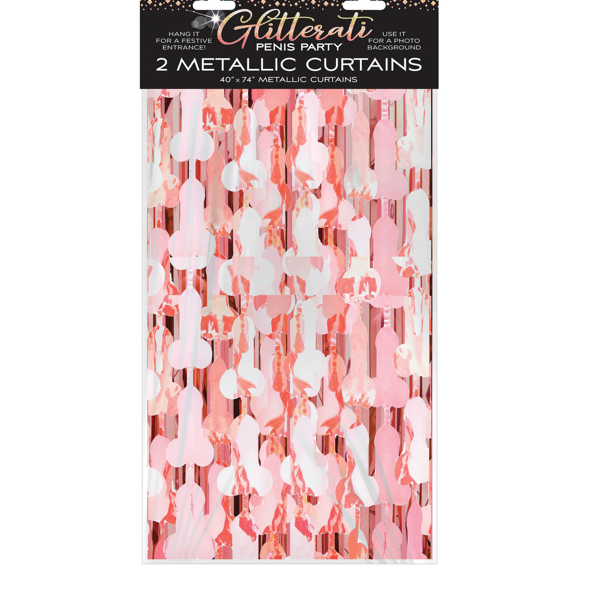 Glitterati Penis Foil Curtain - Rose Gold Little Genie