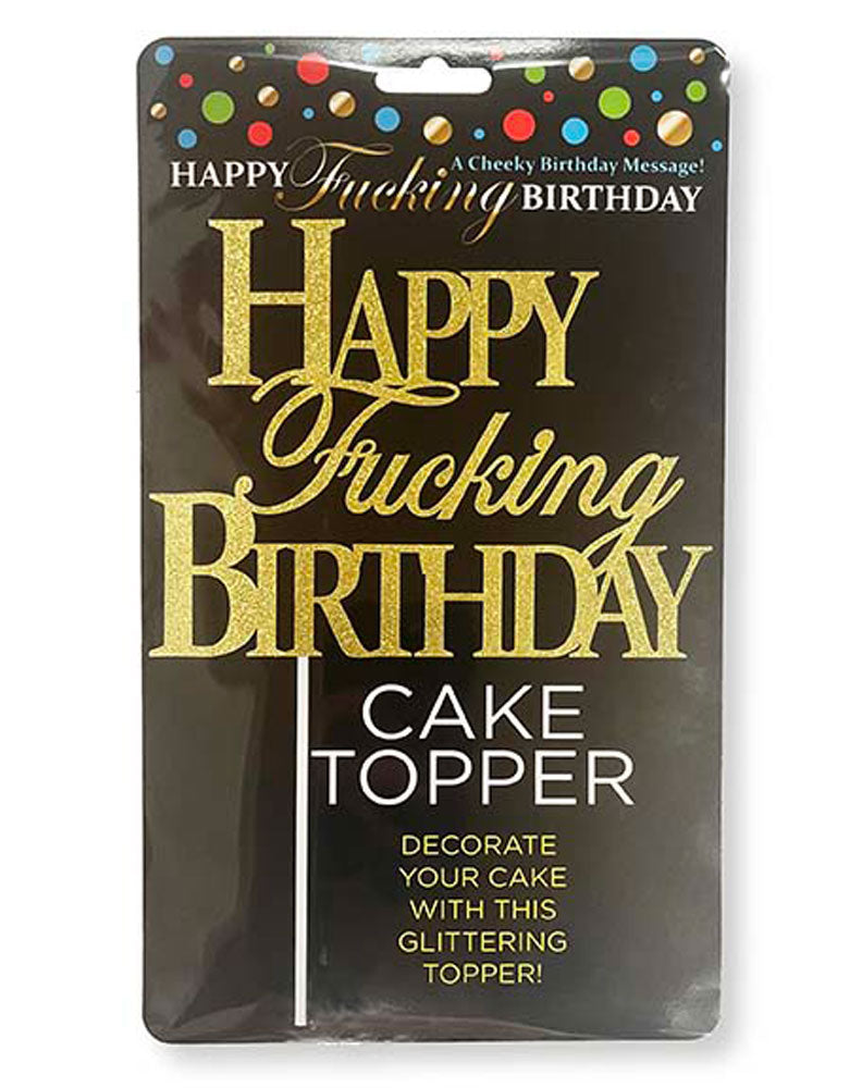 Happy Fucking Birthday Cake Topper - Gold Little Genie