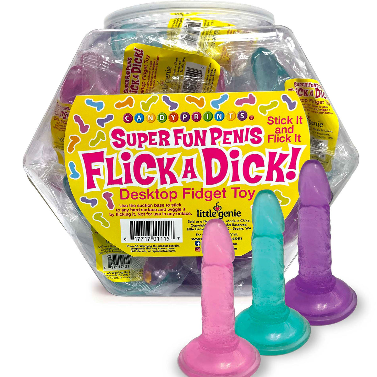 Flick a Dick - Desktop Fidget Toy - Display of 24 Little Genie