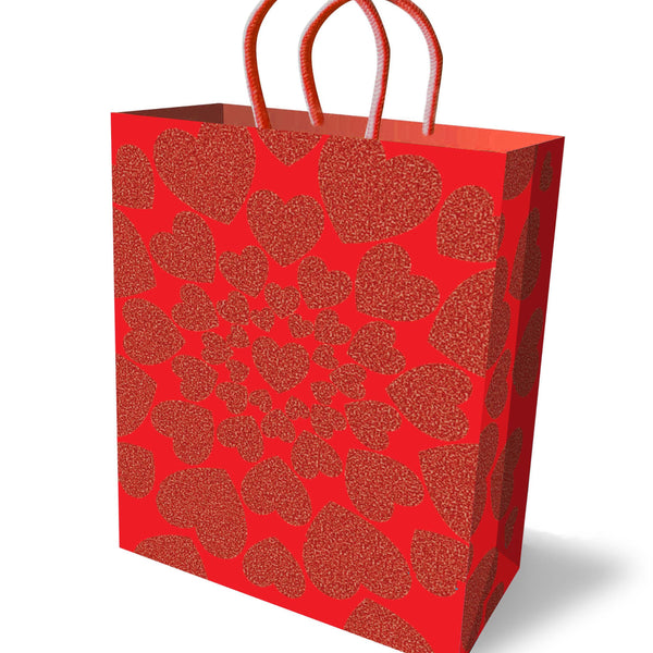 Glitter Heart Gift Bag - Red Little Genie