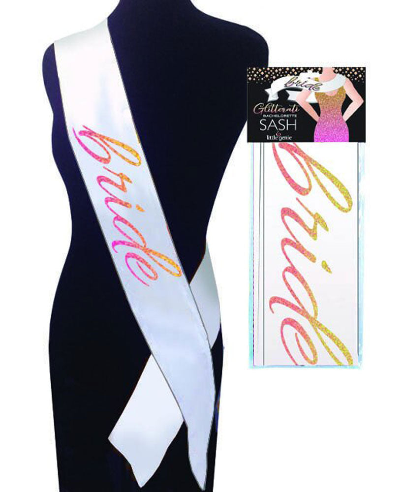 Glitterati Bride Sash - White Little Genie