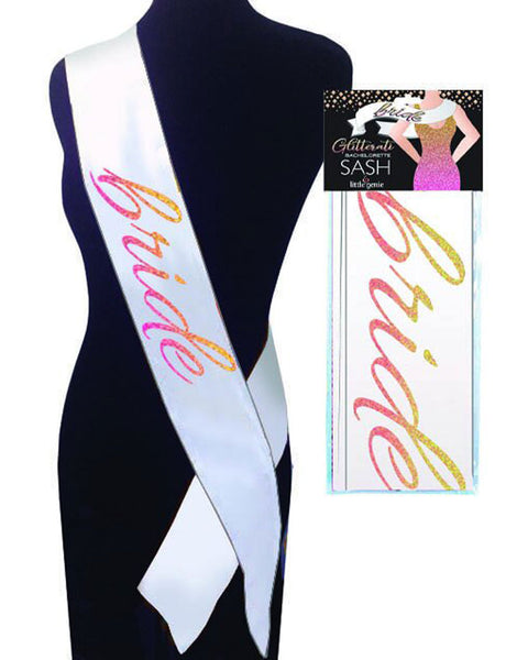 Glitterati Bride Sash - White Little Genie