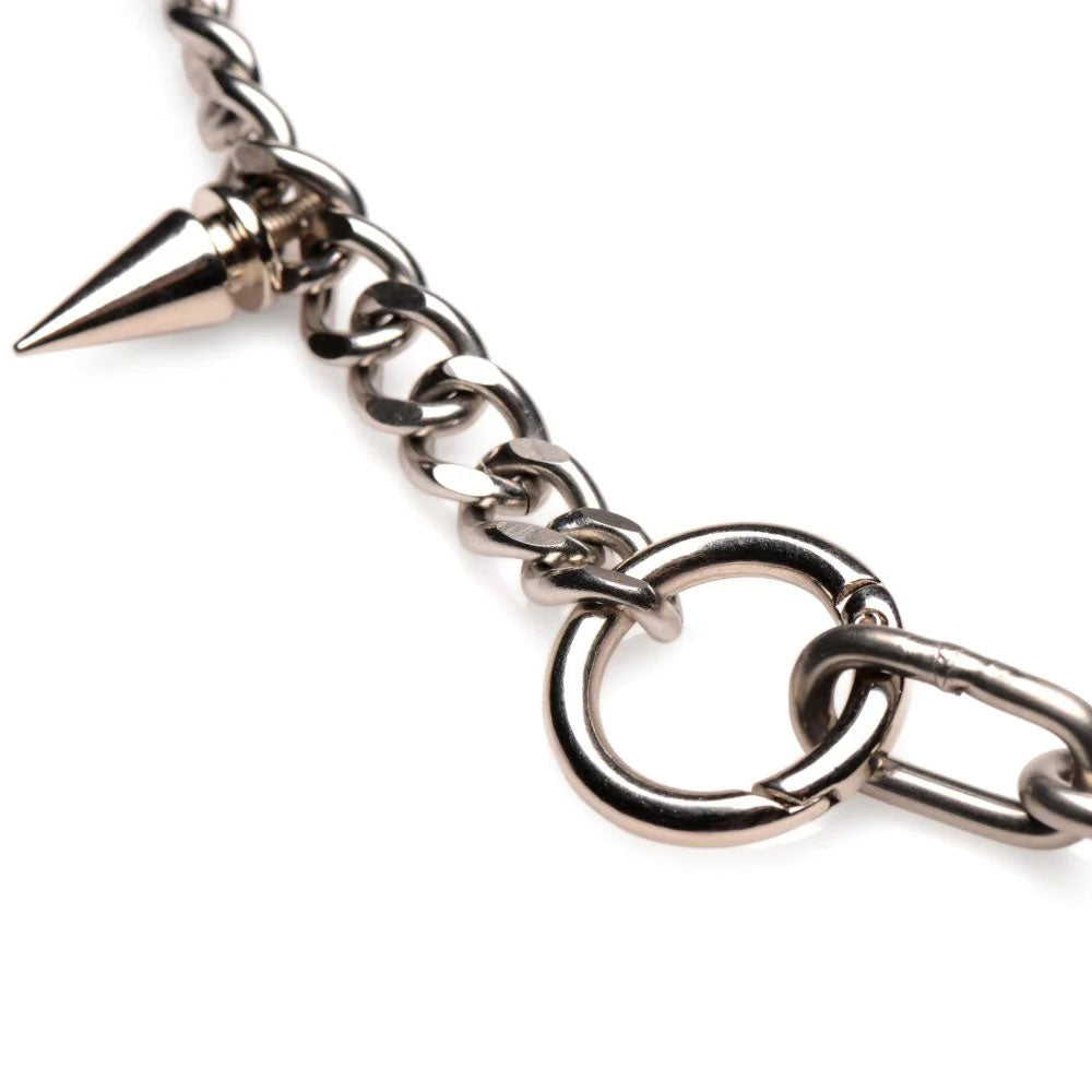 Punk Spiked Necklace Silver XR Brands Master Series