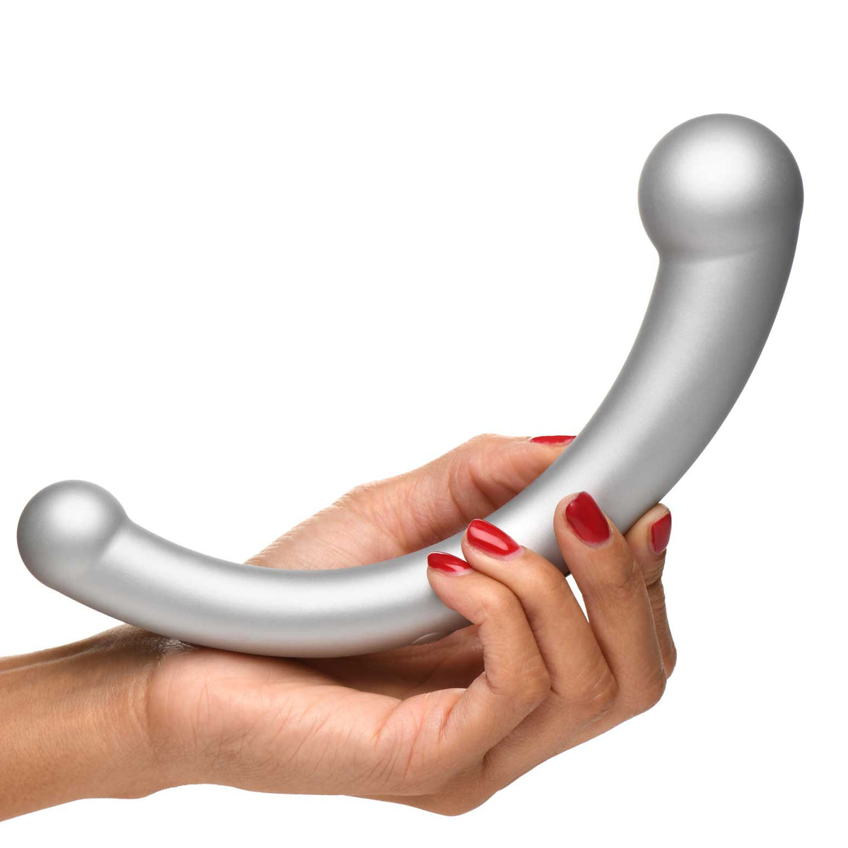 10x Vibra-Crescent Silicone Dual Ended Dildo -  Silver XR Brands Master Series