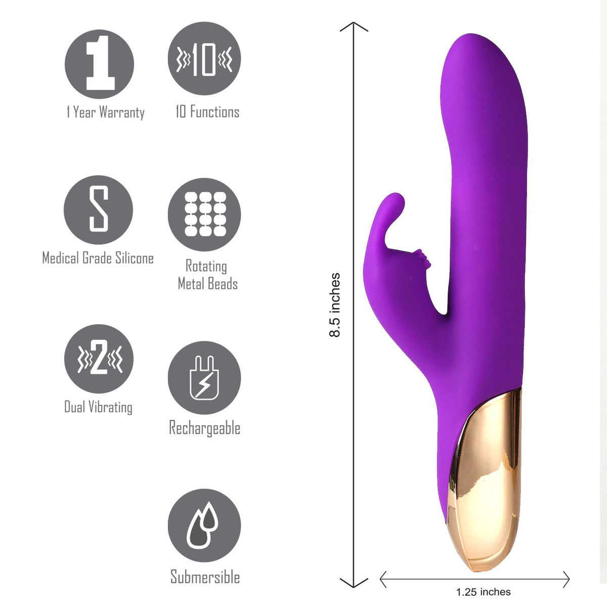 Karlin USB Rechargeable 10-Function Rabbit Vibrator - Purple Maia Toys