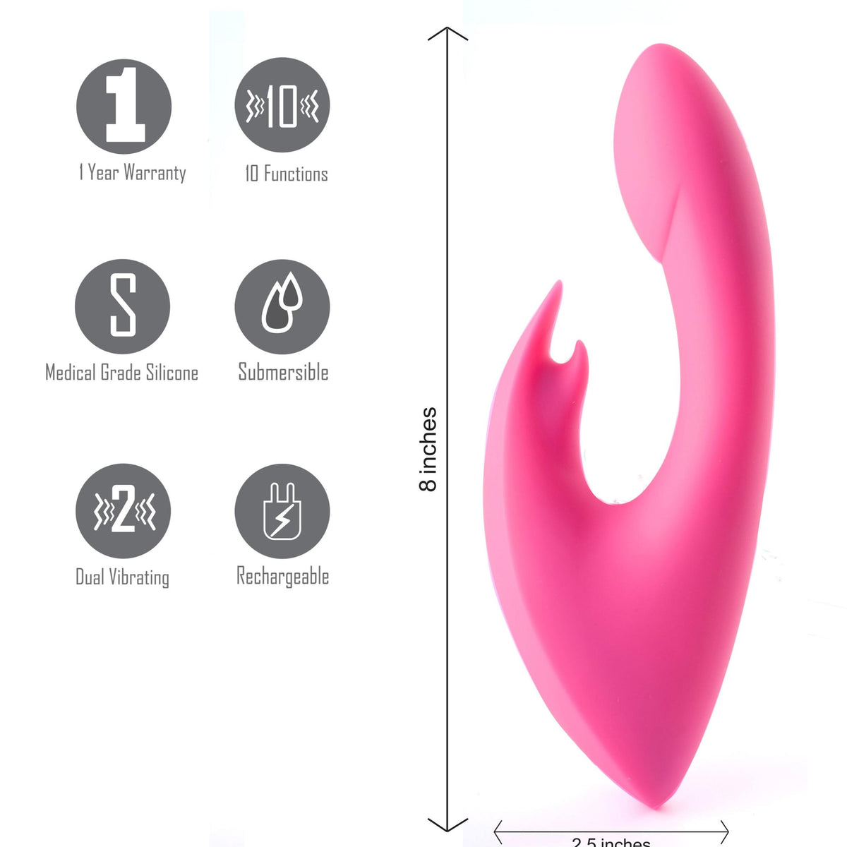 Leah USB Rechargeable Silicone 10-Function Rabbit Vibrator - Pink Maia Toys