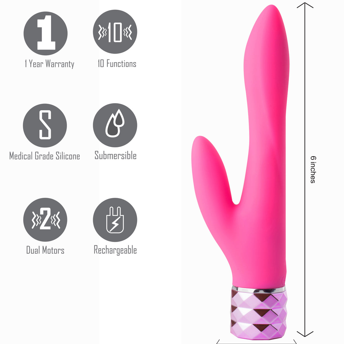 Victoria Crystal Gem Dual Vibrator - Pink Maia Toys