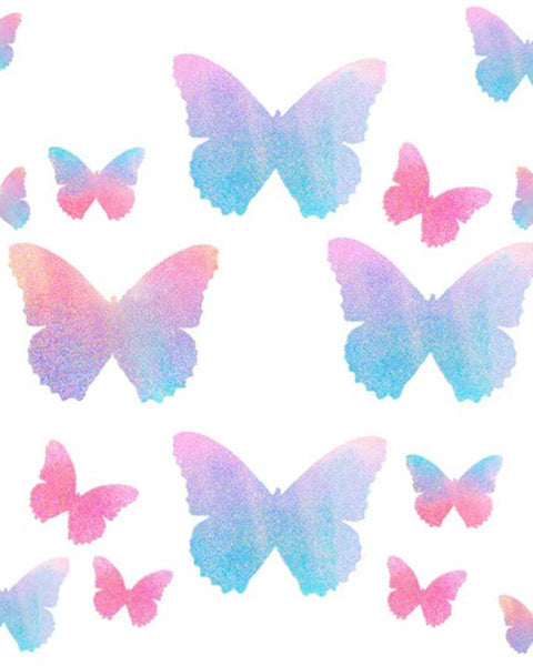 Tinky's Revenge Pink and Blue Holographic  Blacklight Butterfly Nipple Sticker Crop Top Neva Nude