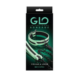 Glo Bondage - Collar and Leash - Green nsnovelties