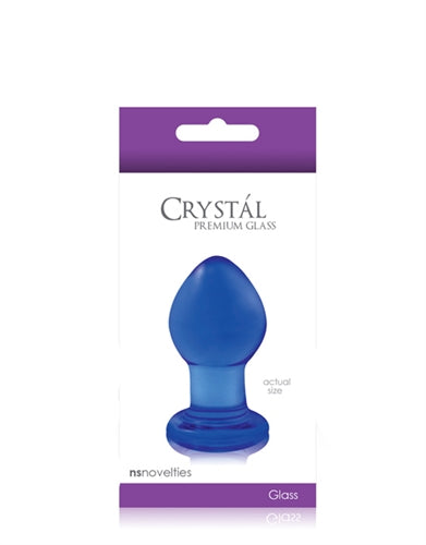 Crystal Premium Glass Plug - Small - Clear Blue nsnovelties