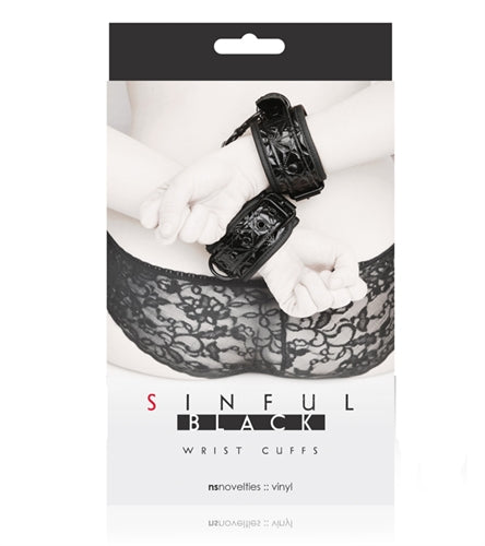 Sinful Wrist Cuffs - Black nsnovelties