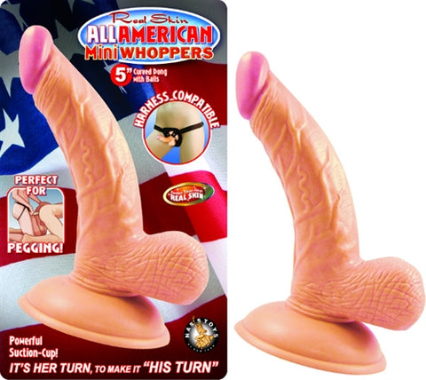 All American Mini Whoppers 5-Inch Curved Dong With Balls-Flesh Sale