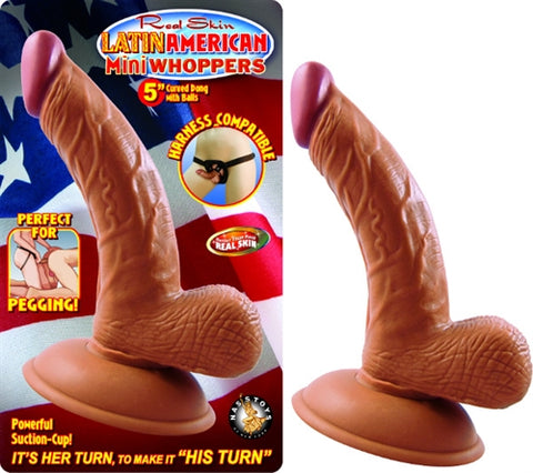 Latin American Mini Whoppers 5-Inch Curved Dong  With Balls - Latin Sale