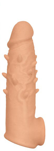 Natural Realskin Spiked Vibrating Penis Xtender - White Nasstoys