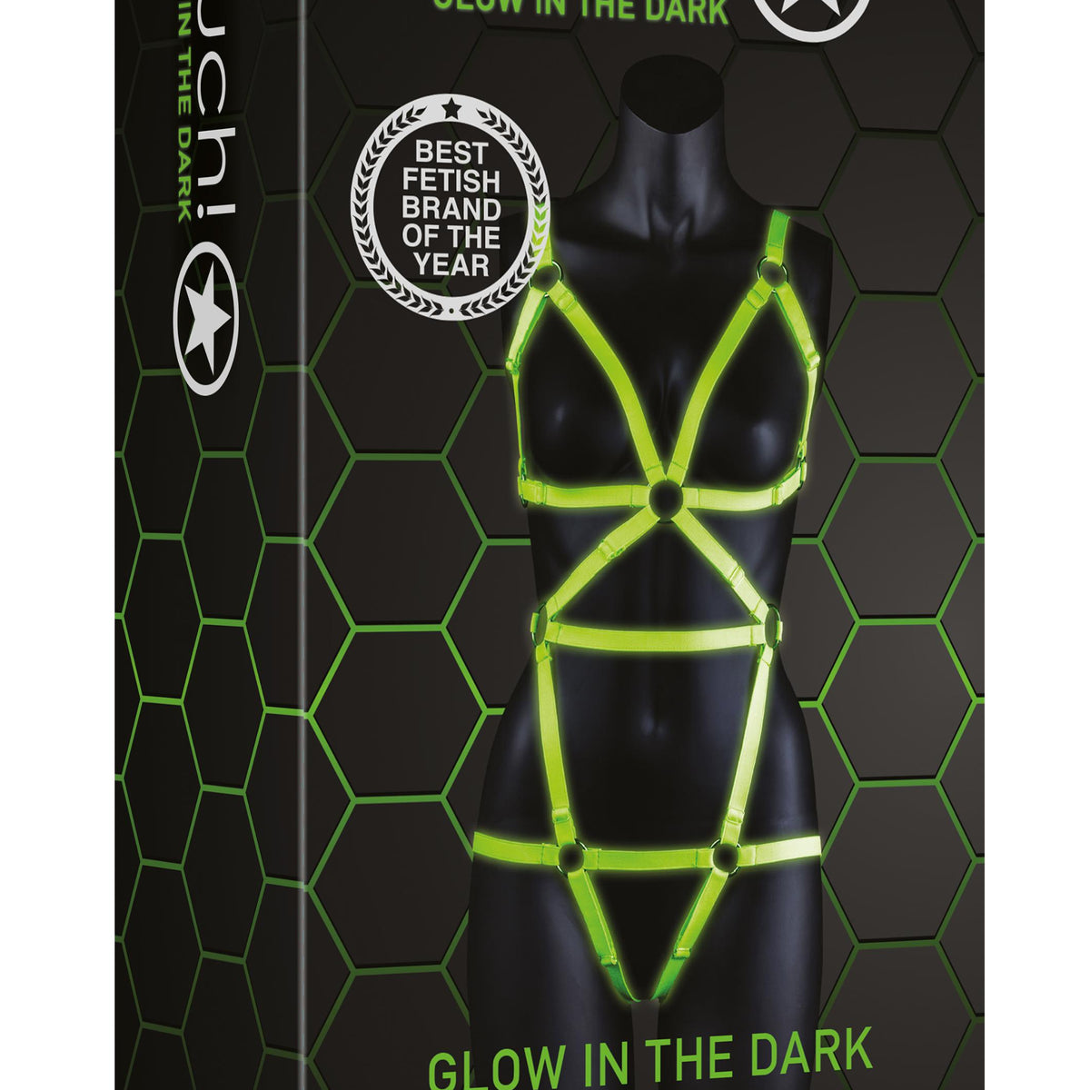 Full Body Harness - Small / Medium - Glow in the  Dark Shots Ouch!