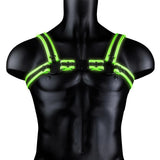 Bonded Leather Buckle Harness - Large/xlarge -  Glow in the Dark Shots Ouch!