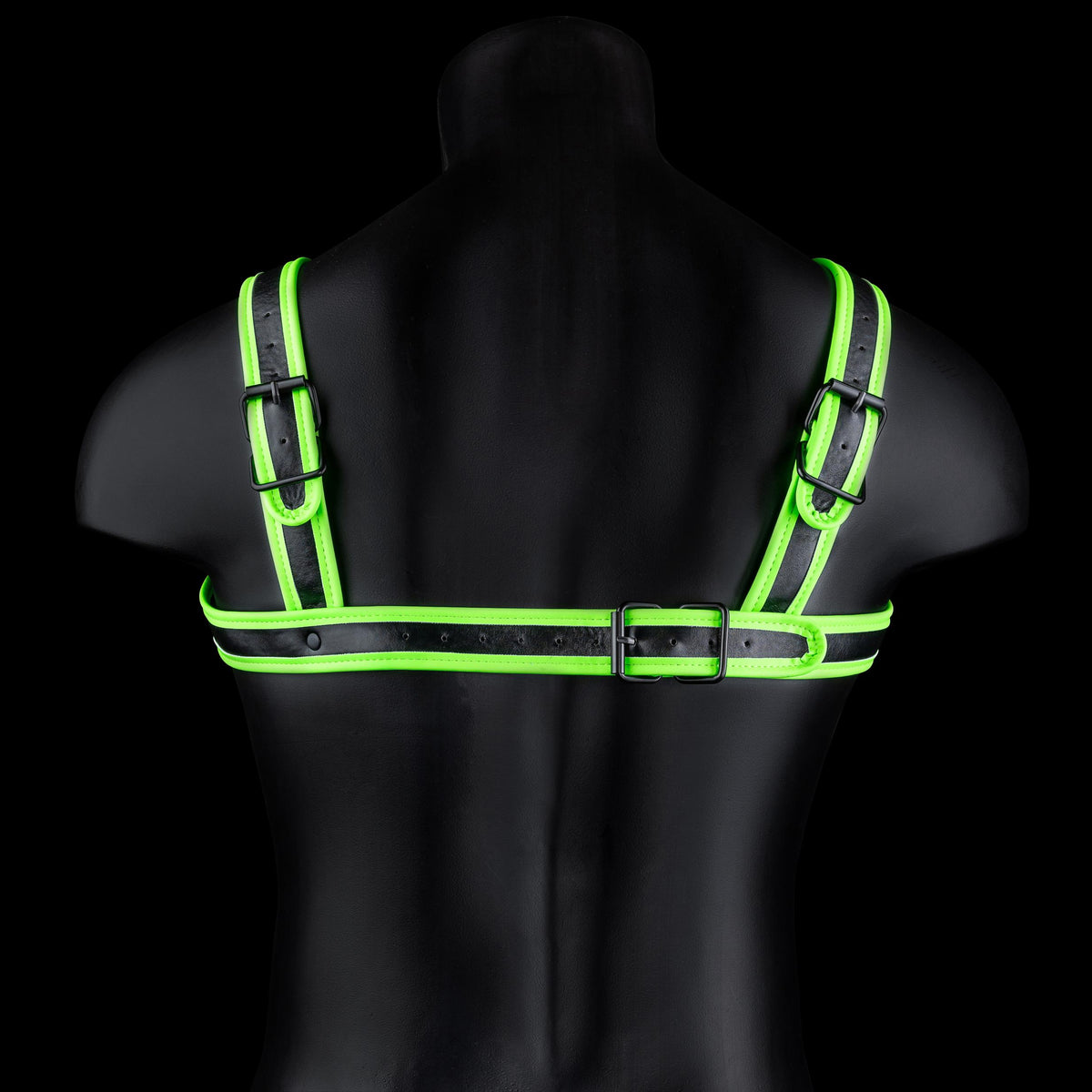 Bonded Leather Buckle Harness - Large/xlarge -  Glow in the Dark Shots Ouch!