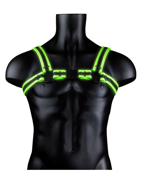 Bonded Leather Buckle Harness - Small/medium -  Glow in the Dark Shots Ouch!