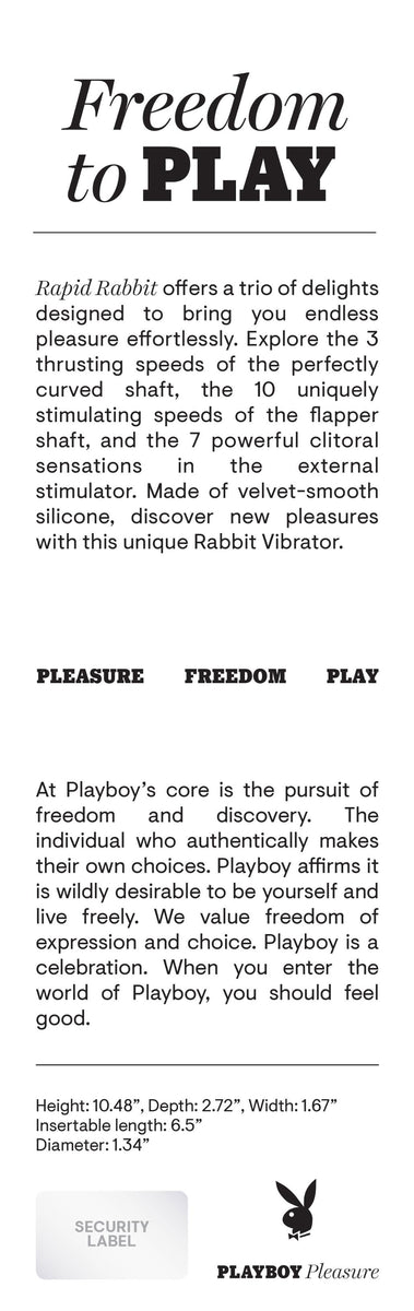 Playboy Pleasure - Rapid Rabbit - Vibrator  - Black Playboy Pleasure