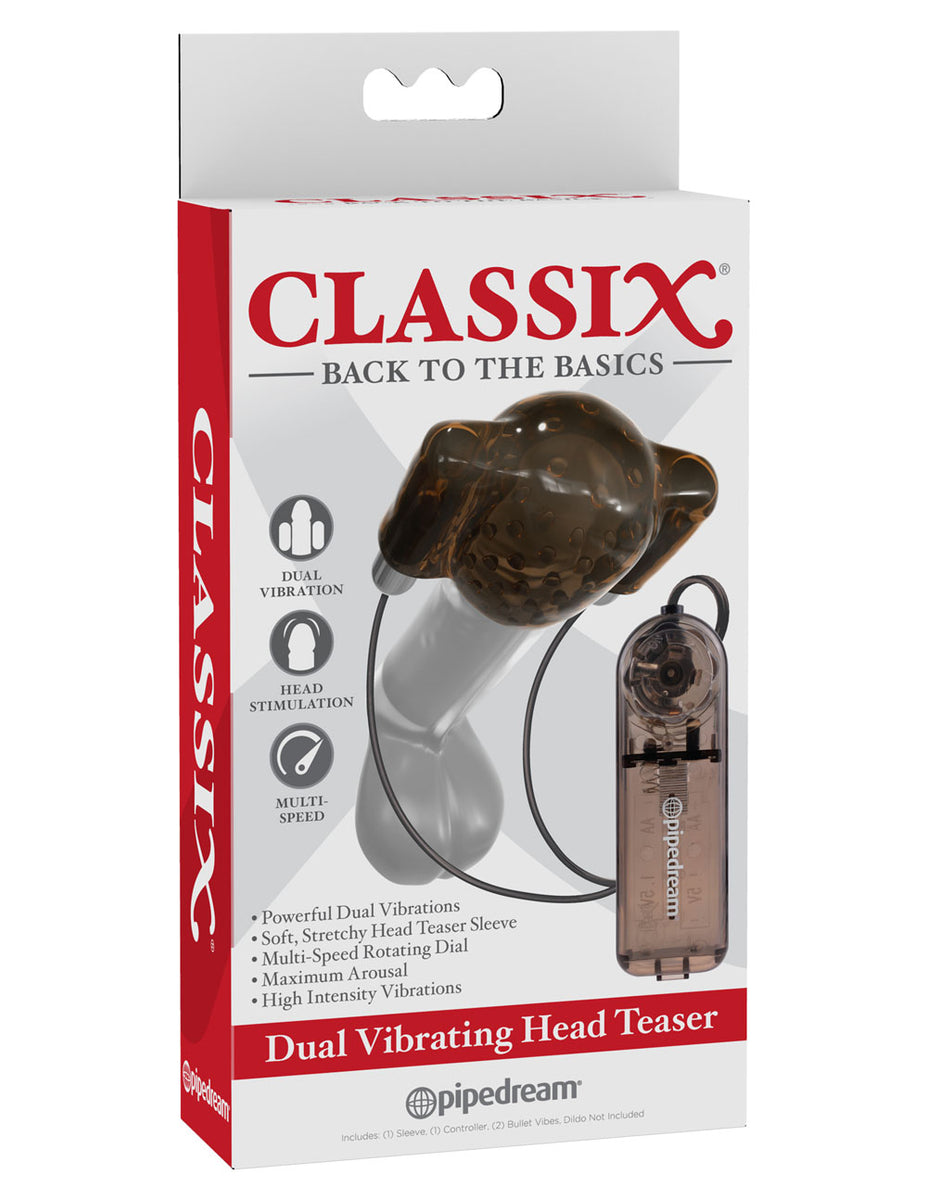 Classix Dual Vibrating Head Teaser - Black/smoke Pipedream