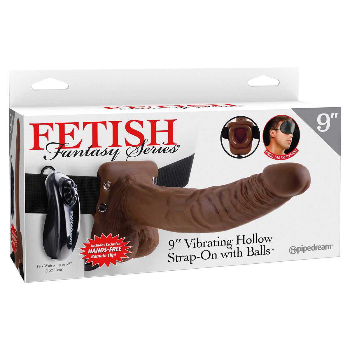 Fetish Fantasy Series 9-Inch Vibrating Hollow Strap-on With Balls - Brown Pipedream