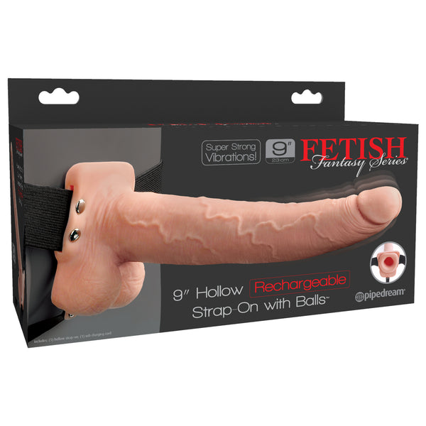 Fetish Fantasy Series 9 Inch Hollow Rechargeable Strap-on With Balls - Flesh Pipedream