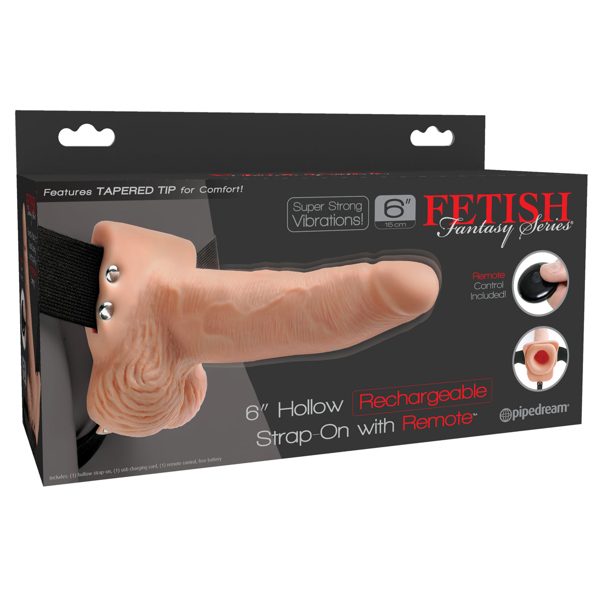 Fetish Fantasy Series 6 Inch Hollow Rechargeable Strap-on With Remote - Flesh Pipedream