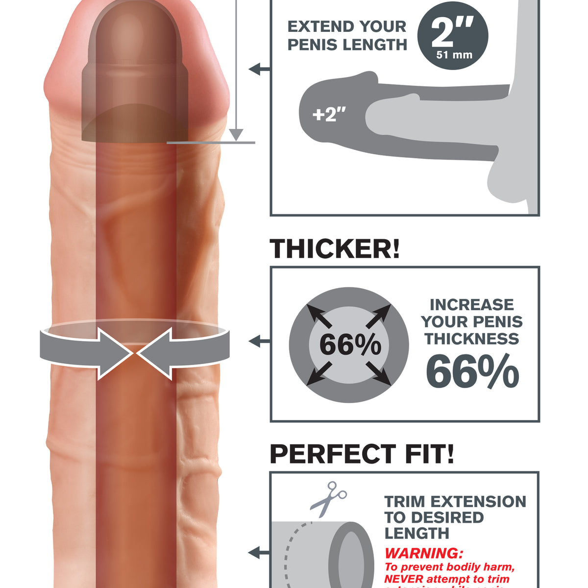 Fantasy X-Tension Mega 2-Inch Extension - Flesh Pipedream