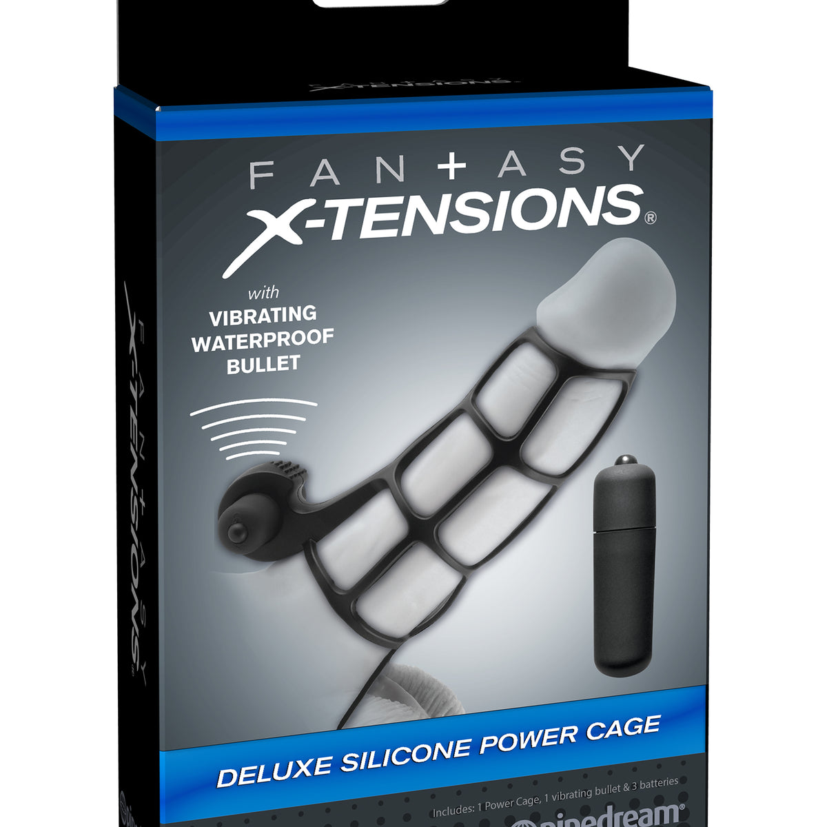 Fantasy X-Tensions Deluxe Silicone Power Cage  - Black Pipedream