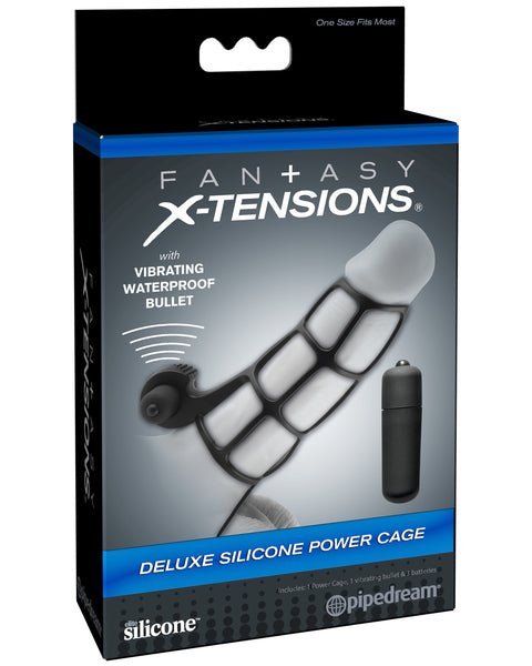 Fantasy X-Tensions Deluxe Silicone Power Cage  - Black Pipedream