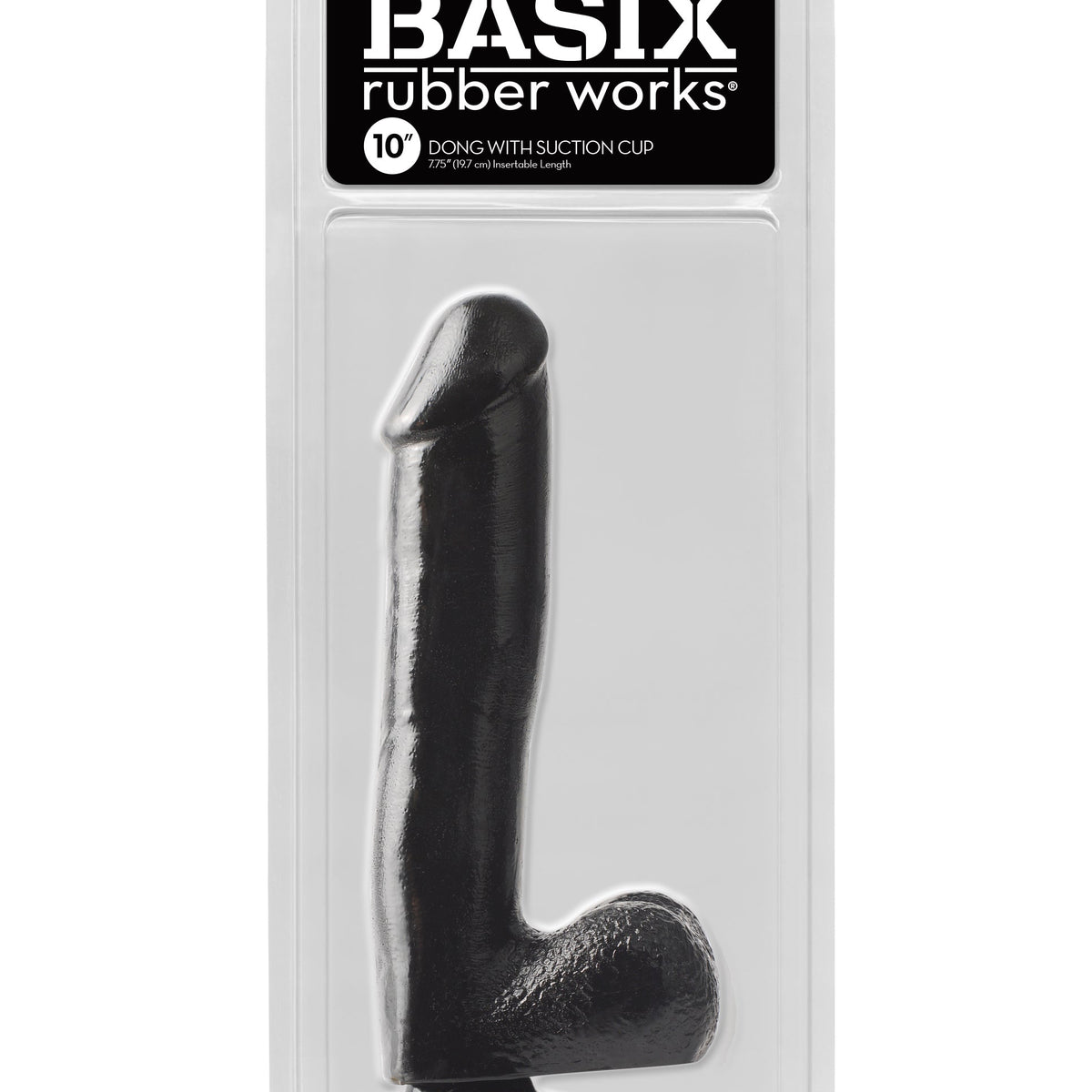 Basix Rubber Works - 10 Inch Dong With Suction Cup - Black Pipedream