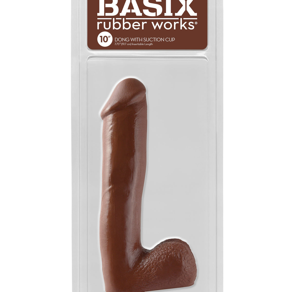 Basix Rubber Works - 10 Inch Dong With Suction - Brown Pipedream