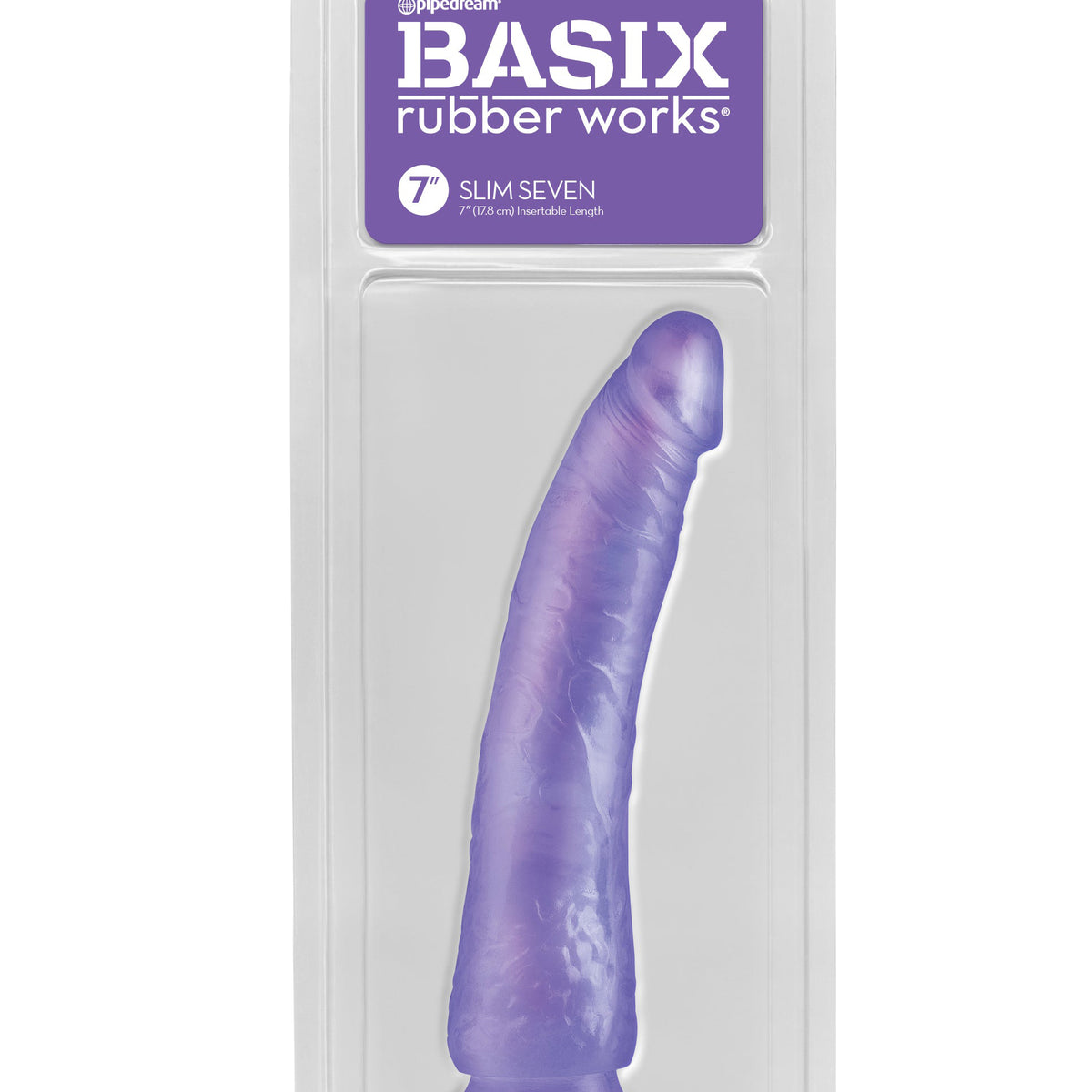 Basix Rubber Works - Slim 7 Inch With Suction Cup - Purple Sale