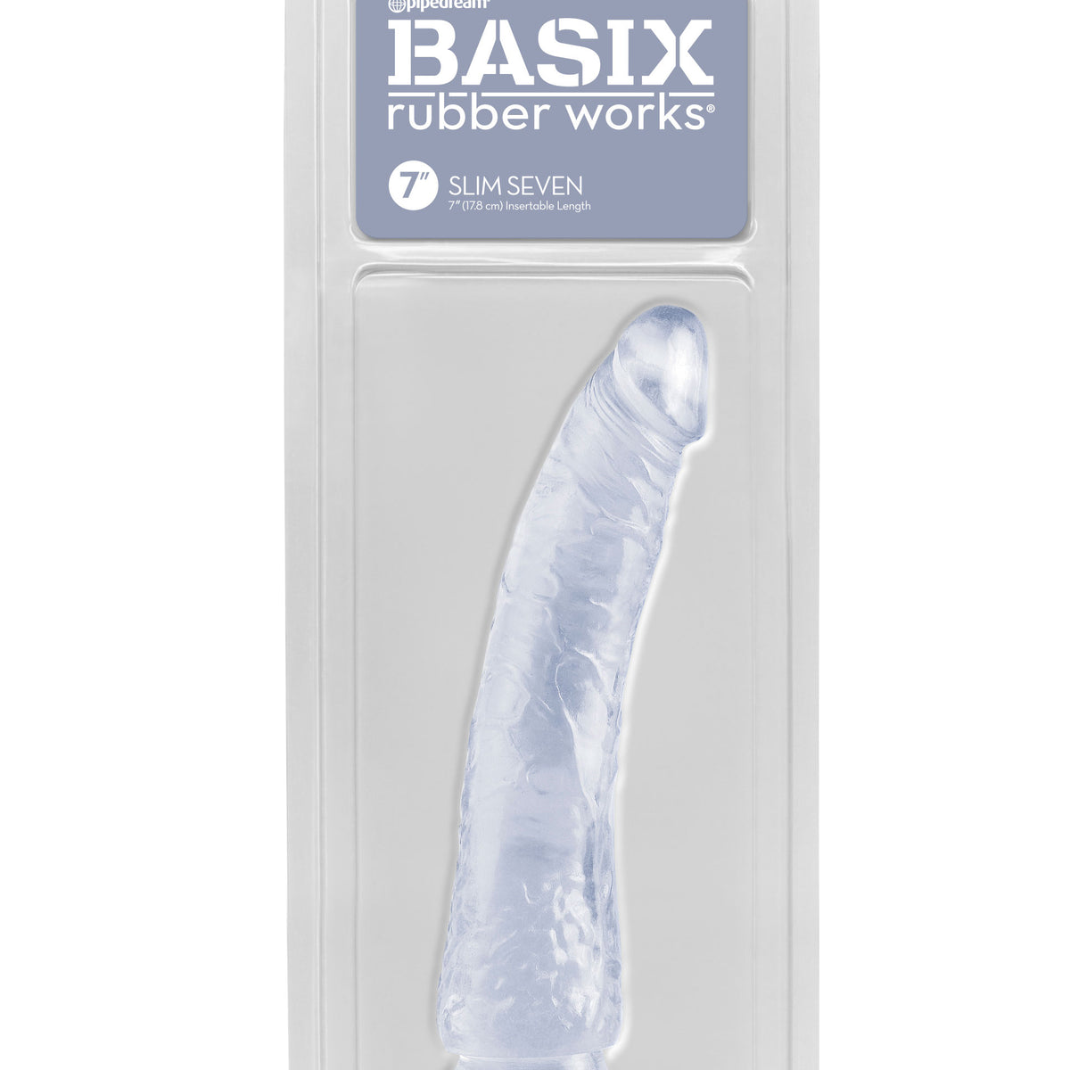 Basix Rubber Works - Slim 7 Inch With Suction Cup - Clear Pipedream