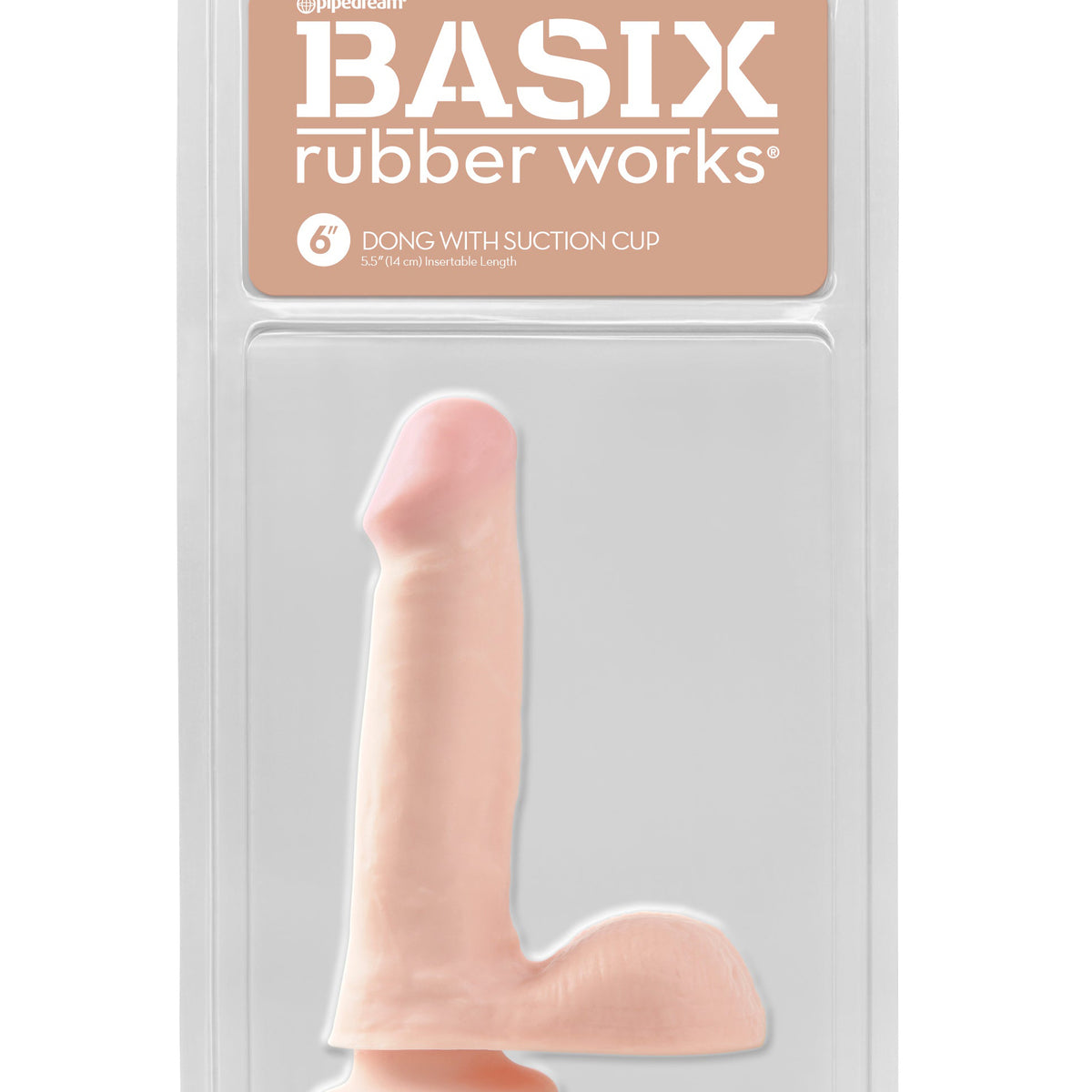 Basix Rubber Works - 6 Inch Dong With Suction Cup - Flesh Pipedream