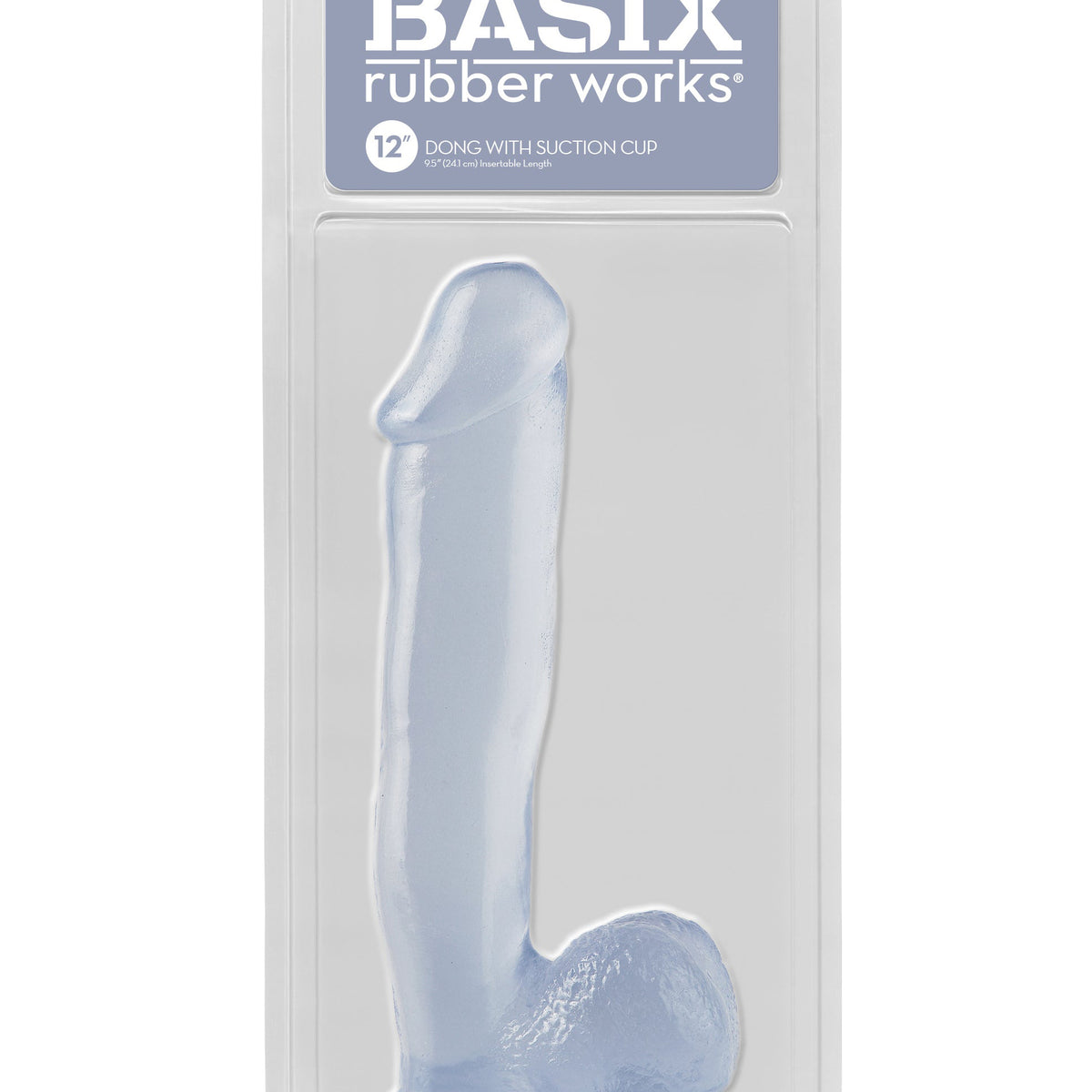 Basix Rubber Works 12 Inch Dong With Suction Cup - Clear Pipedream