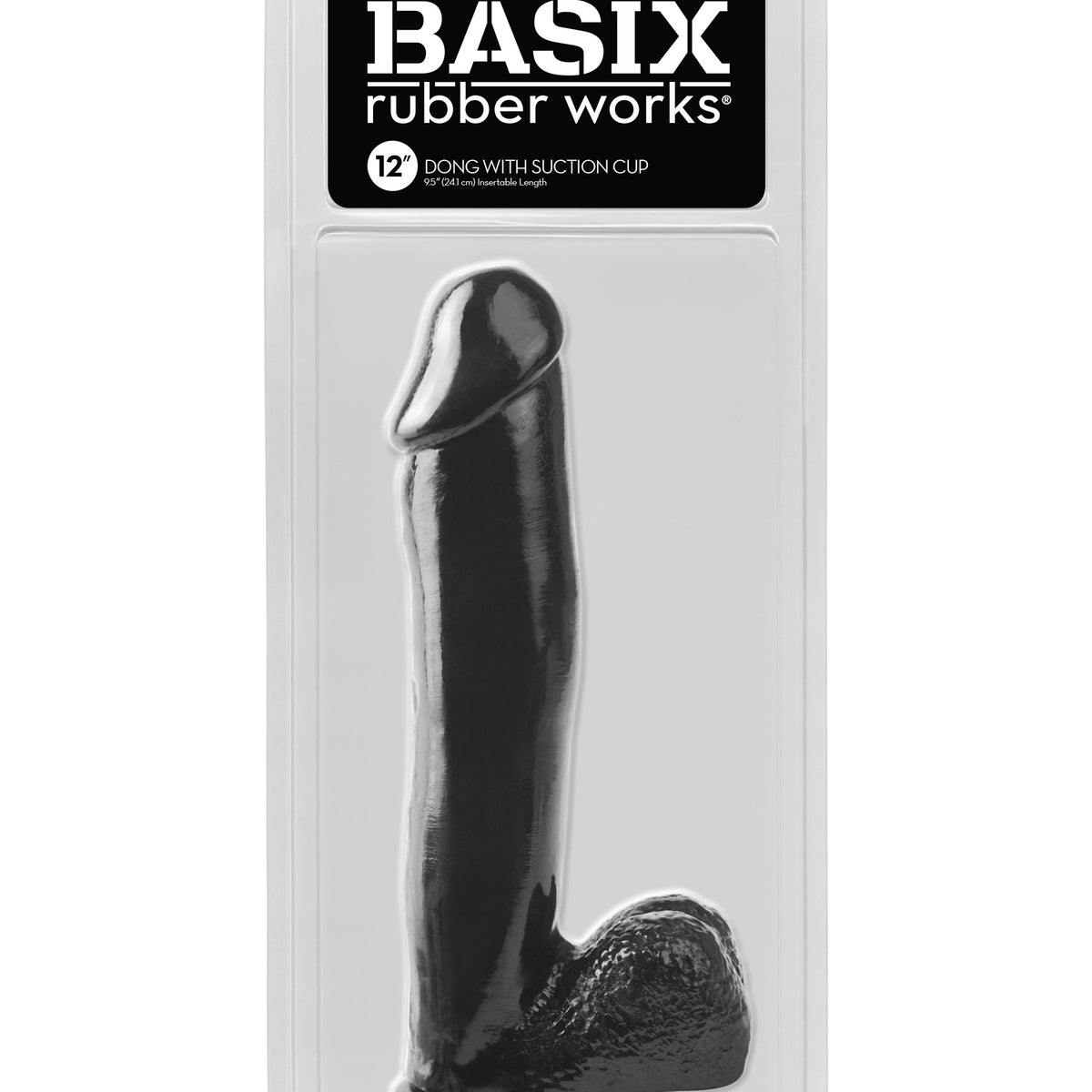 Basix Rubber Works 12 Inch Dong With Suction Cup - Black Pipedream