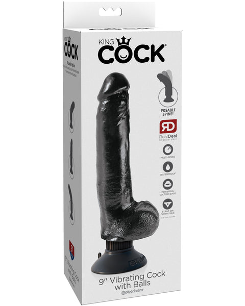 King Cock 9-Inch Vibrating Cock With Balls - Black Pipedream