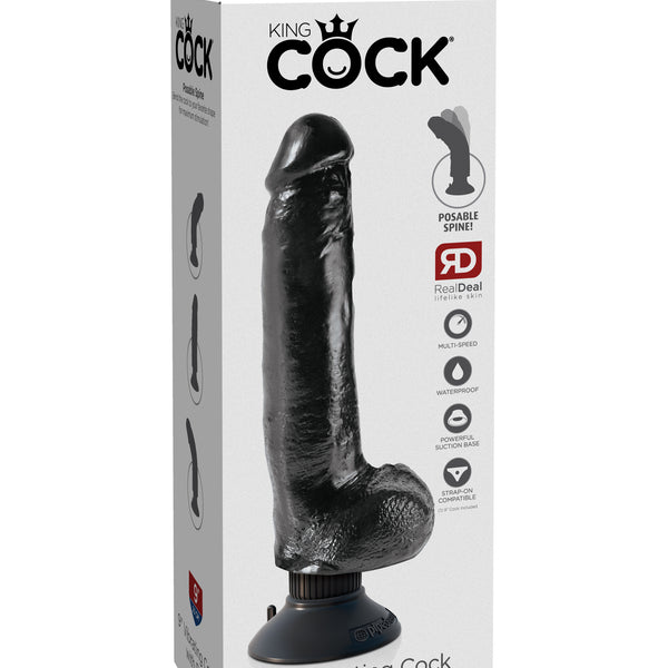 King Cock 9-Inch Vibrating Cock With Balls - Black Pipedream