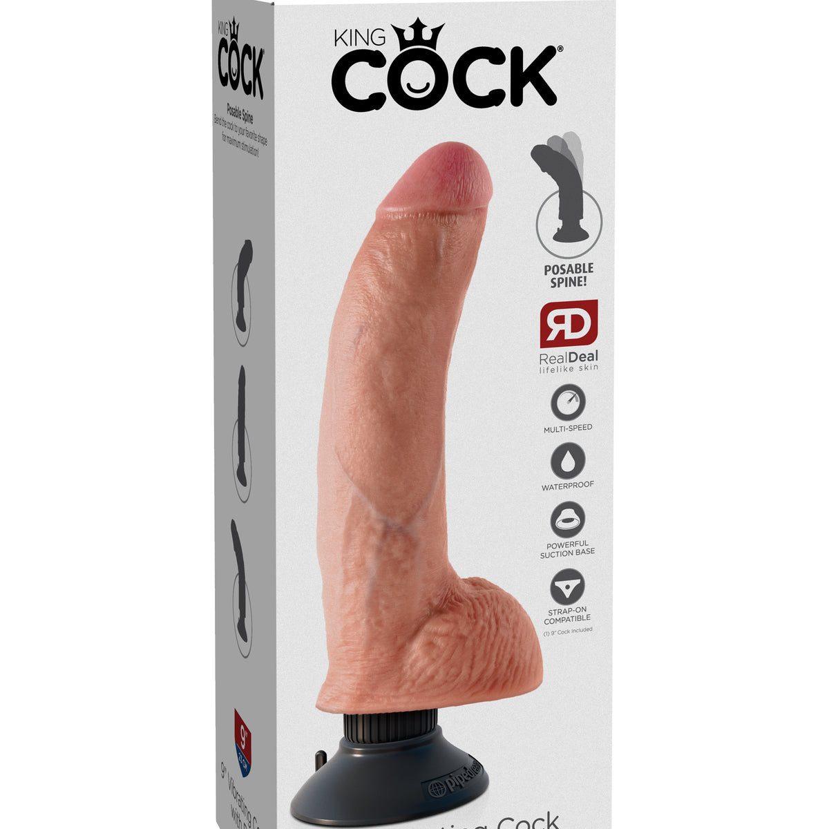 King Cock 9-Inch Vibrating Cock With Balls - Flesh Pipedream