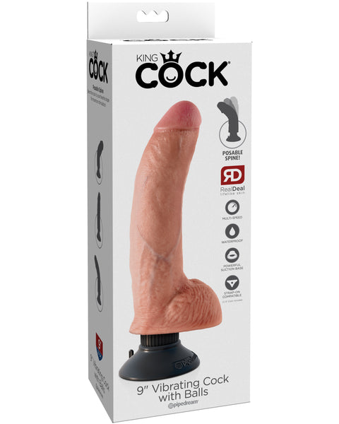 King Cock 9-Inch Vibrating Cock With Balls - Flesh Pipedream